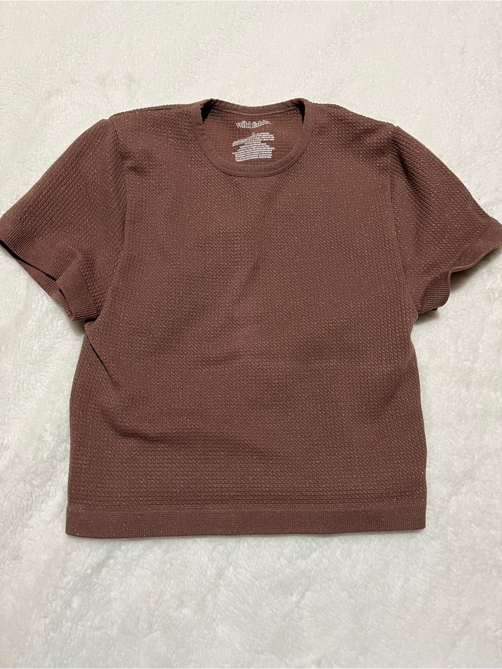 Wild Fable Brown Textured Short-Sleeve Knit Top